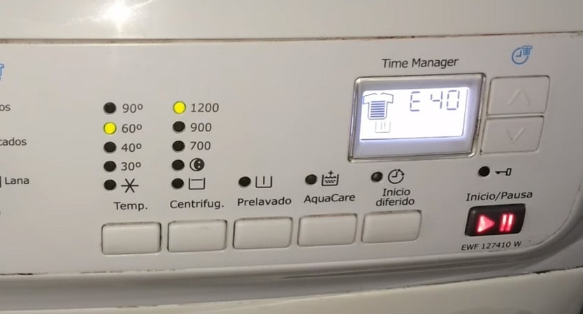 Electrolux washing machine gives error E40