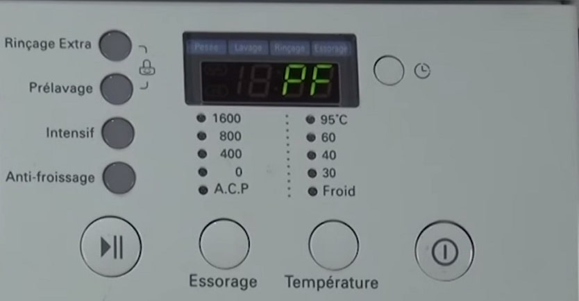 Error de PF en la lavadora LG